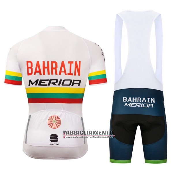 Abbigliamento Bahrain Merida Campione Lituania 2018 Manica Corta e Pantaloncino Con Bretelle Bianco - Clicca l'immagine per chiudere